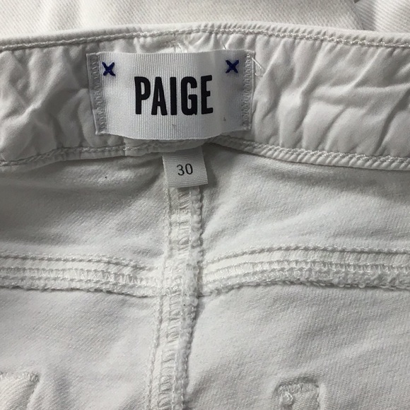 PAIGE Hoxton Ankle Peg -Optic White Ankle Fray Jeans Size 30 - Picture 2 of 8